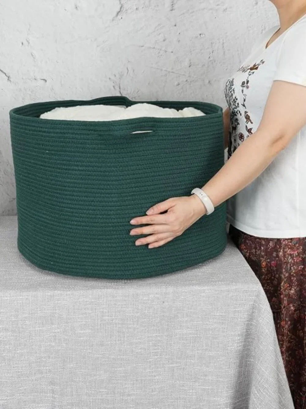New Extra Large Cotton Rope Round Storage Basket 22